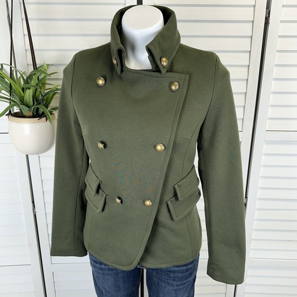 New Montana Clothing Company Double Breasted Green Military Knit Jacket Size S - Picture 1 of 8